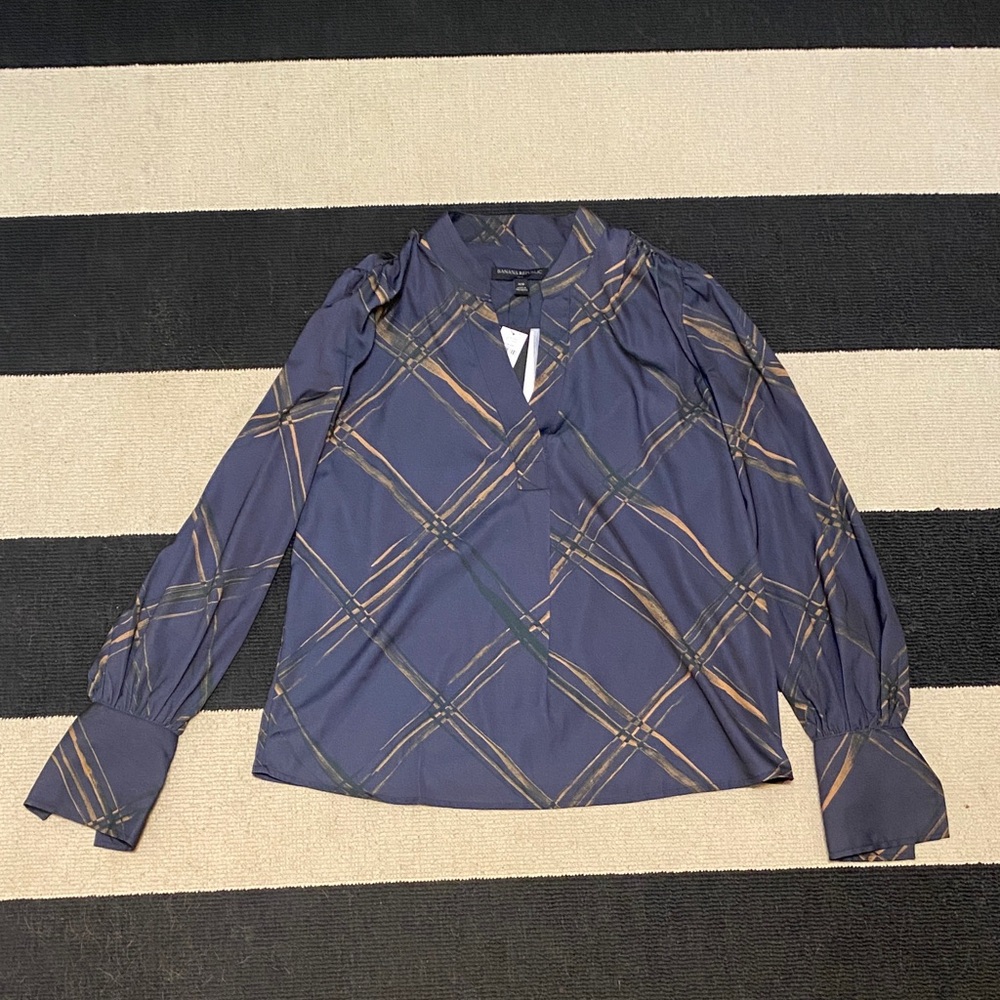 Banana Republic Blue and Brown Plaid Blouse